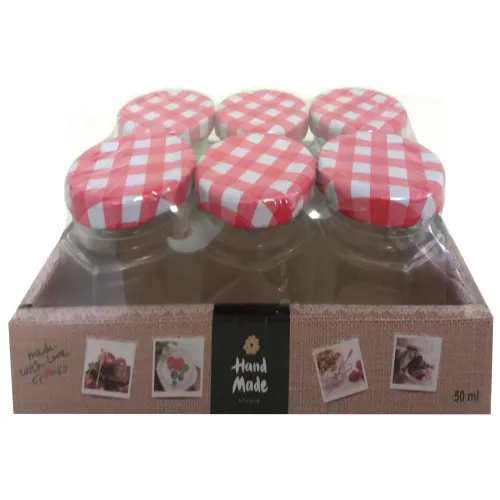 Mini weckpotje met metaal rood deksel 50 ML